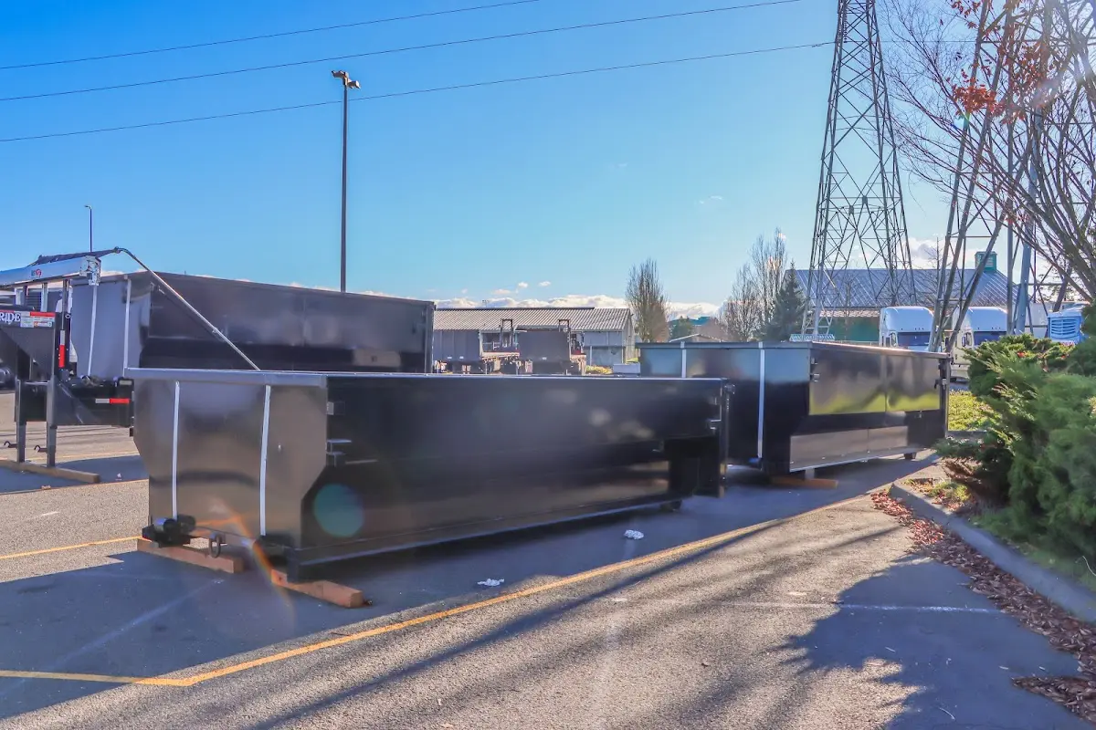 Roll-off dumpster ready for waste disposal at job site for 6 Yard Dumpster Rental in Herkimer